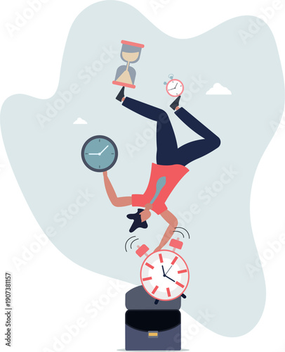Time management or productivity addiction, work life balance or control work project time and schedule concept.person's life situation and his activities.