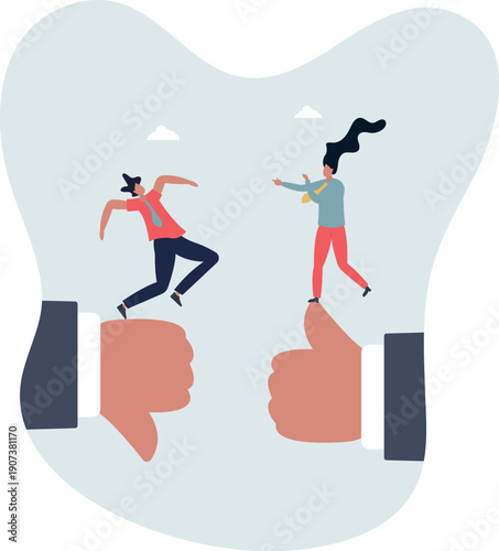 Conflict and argument between colleagues, controversy or difference opinion, disagree,person's life situation and his activities.