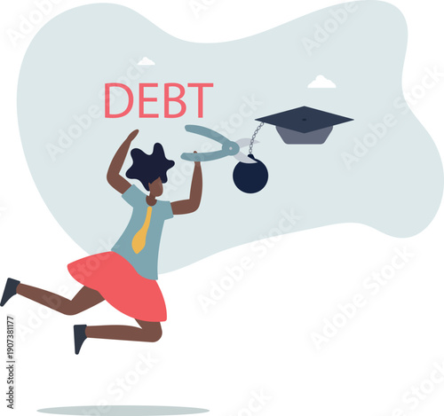 Student loan debt pay off or forgiveness program, cut education expense or reduce fee concept.person's life situation and his activities.