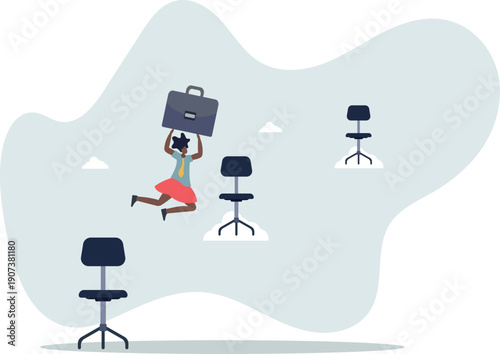 Job hopping, change many jobs in short time, move to new better career or position,.person's life situation and his activities.