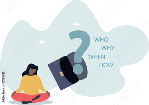 5w1h asking questions for solution to solve problem, thinking process or business analysis to get new idea concept.person's life situation and his activities.