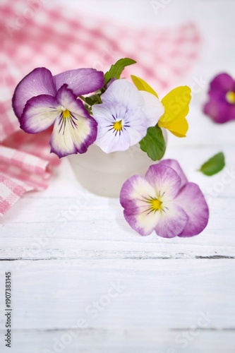 flowers on wooden background