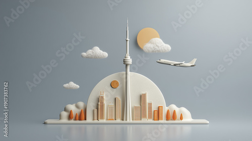 Toronto skyline 3D paper art tower