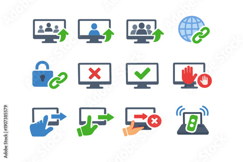 Vector participants revoke participant link control simple generation icon image share private