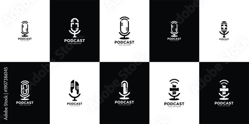 Podcast Logo Vector Collection – A modern and versatile set of podcast-inspired logo designs crafted for strong and recognizable audio branding.