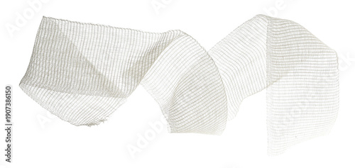 Vászonkép New crumpled medical bandage flying, first aid isolated on white background, cli
