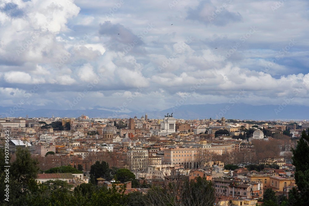 Fototapeta premium Panoramic view of Rome from Janiculum Hill.