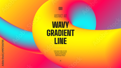 Colorful background with wavy gradient neon curved shapes, Geometric pattern with 3d squiggly line, Dynamic multicolored line and loops, Minimal style for creative cover, fluid elements for design