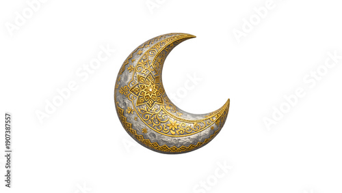 3D Moon with Arabic Pattern