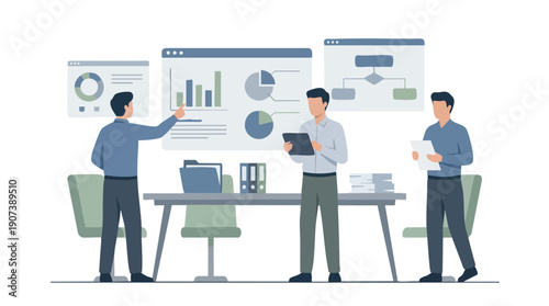 Businessmen Discussing Office Work Strategies.