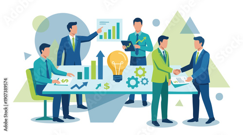 Businessmen Discussing Ideas in Office Meeting.