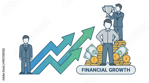 Businessman with financial growth graph.