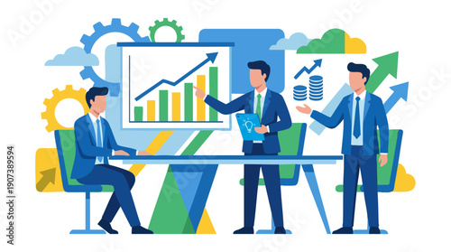 Businessmen Discussing Graphs and Charts.