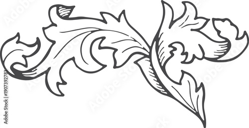 Wallpaper Mural Classic filigree in baroque style. Black floral engraving Torontodigital.ca