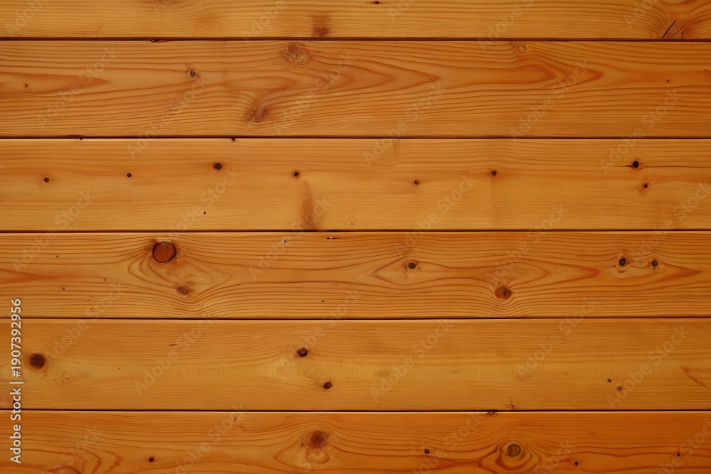 Obraz premium Natural Medium Warm Honey Orange Pine Wood Knotty Straight Grain Plank Floor Texture Seamless Background