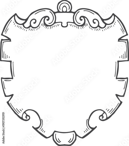 Ornate vintage frame template. Elegant shield insignia