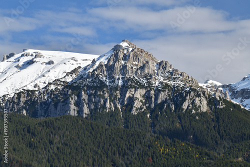 Snowy mountains with blue sky