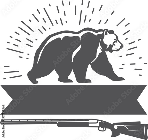 Bear hunting club black label. Hunt logo