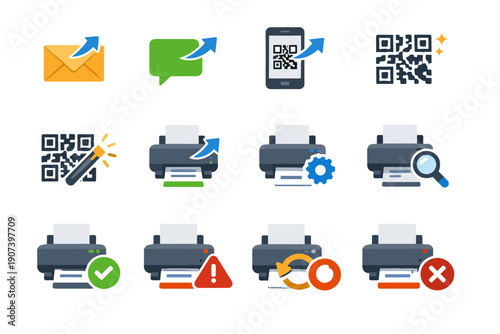 Share image vector generation via message success retry print abstract simple icon