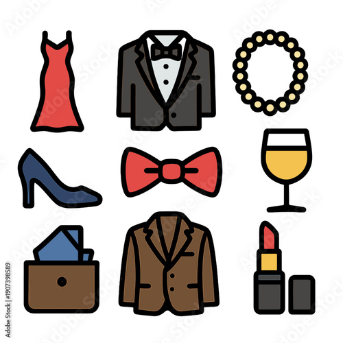 Elegant attire and accessories for formal events and celebrations