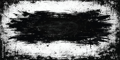 Black grunge brush stroke texture on white background for design