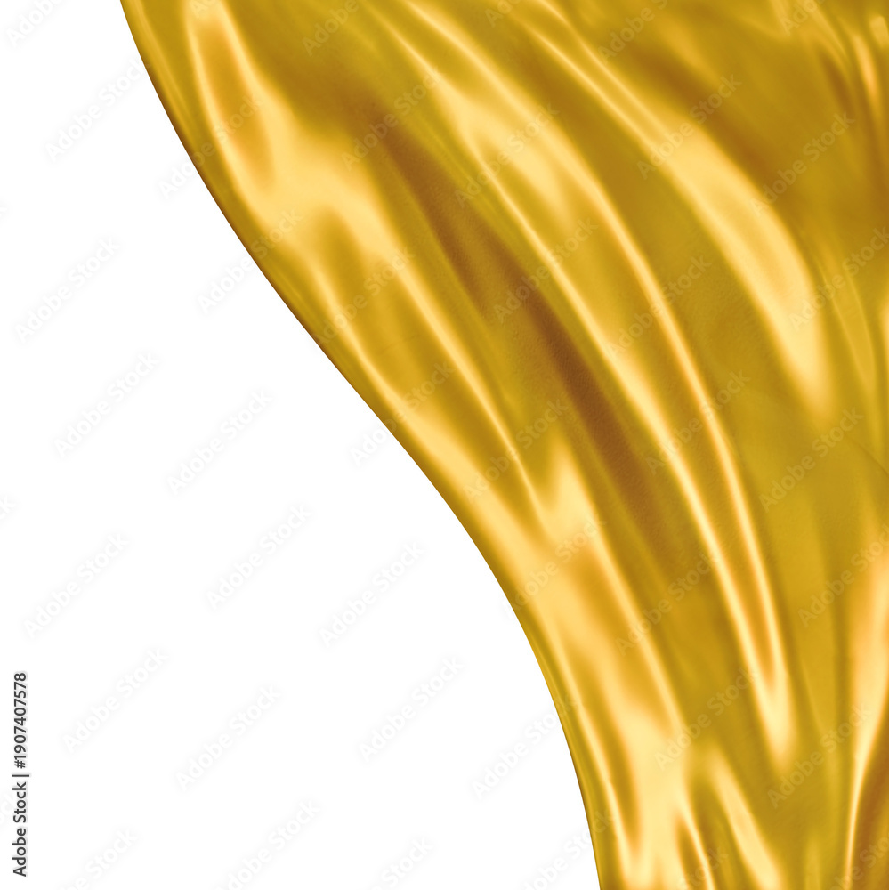 Fototapeta premium Golden Fabric Swirl on Black Background