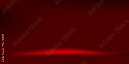 Red studio background. Abstract limbo podium studio room. Dark red gradient wall floor and spotlight scene. Showcase, promotion display. Vector stage mockup illustration