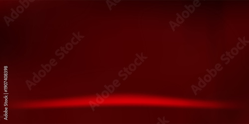 Red studio background. Abstract limbo podium studio room. Dark red gradient wall floor and spotlight scene. Showcase, promotion display. Vector stage mockup illustration