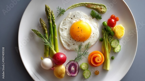 Luxury Vegan Dish with Separated Fresh Ingredients