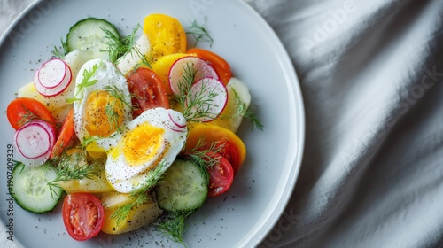 Luxury Vegan Dish with Separated Fresh Ingredients