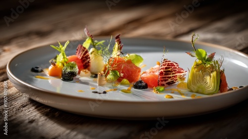 Luxury Vegan Dish with Separated Fresh Ingredients