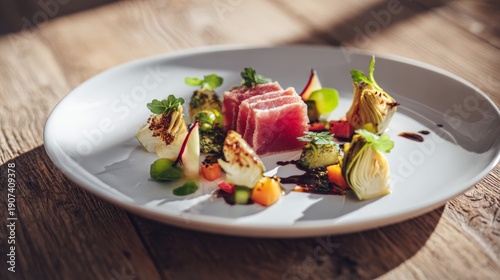 Luxury Vegan Dish with Separated Fresh Ingredients