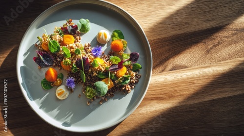 Luxury Vegan Dish with Separated Fresh Ingredients