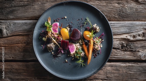 Luxury Vegan Dish with Separated Fresh Ingredients