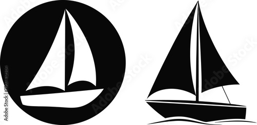 Sailboat flat icon set Vector