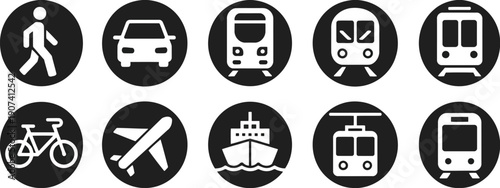 Transportation modes icon set Vector
