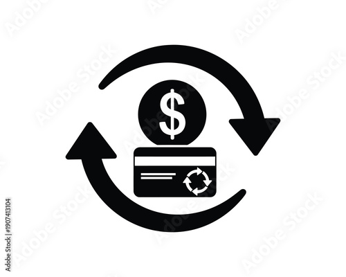 Recurring payment icon with credit card and dollar symbol