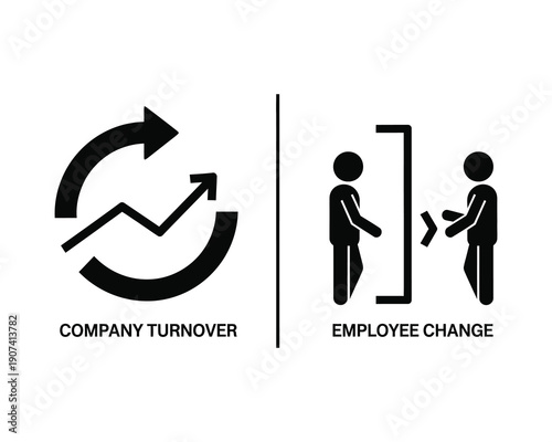 Company turnover and employee change illustration