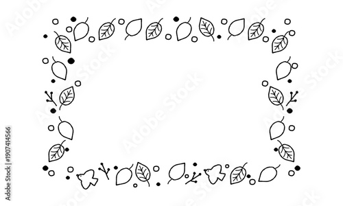 手描きの葉と実のナチュラルなリースフレーム