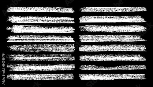 Long grunge brush strokes, lines, ink smudges, hand-drawn scribble shapes. Handmade sketchy marks, stains, charcoal streaks. Paint textures, dry brush effect. Marker underline. Vector illustration