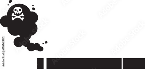 Skull and Crossbones Smoke Cloud Icon Illustration