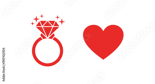 Red Diamond Ring and Heart Symbol.