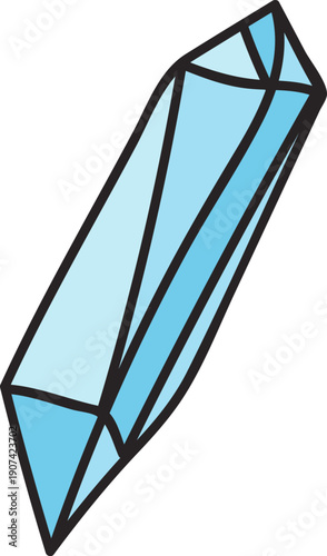 Blue Crystal Cartoon Illustration 
