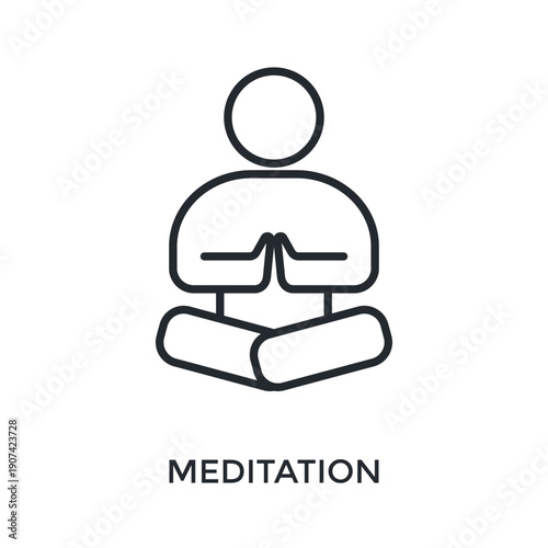 Meditation Icon Outline Style. Vector Illustration For Graphic Design