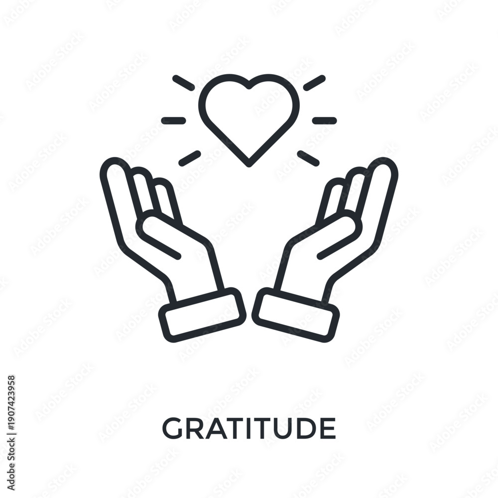 Fototapeta premium Gratitude Icon Outline Style. Vector Illustration For Graphic Design