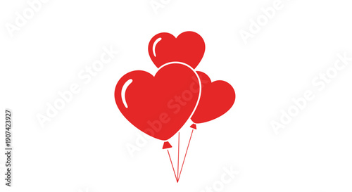 Red Heart Balloons Floating Together.