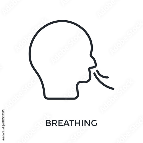 Breathing Icon Outline Style. Vector Illustration For Graphic Design