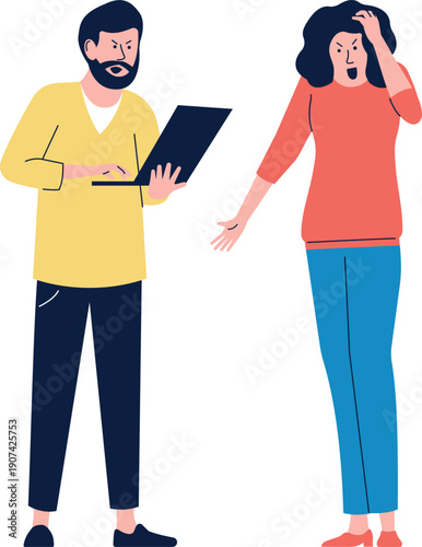 Colleague problem. Work anxiety and negative emotion concept