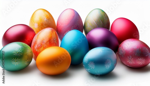 Colorful Easter Eggs Isolated On A Transparent Background