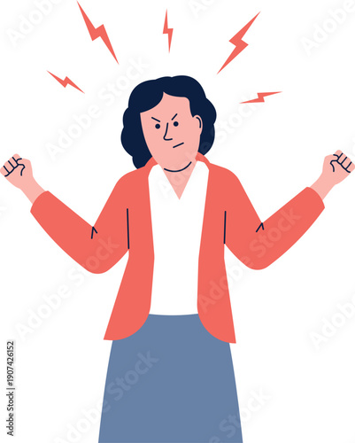 Angry irritated woman. Negative mood cartoon icon